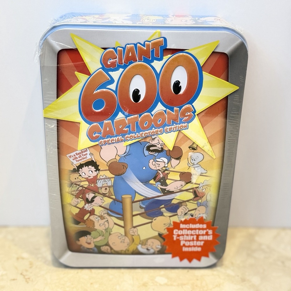 Giant 600 Cartoon Collection DVD  2008 12-Disc Set NEW Sealed With Poster Shirt